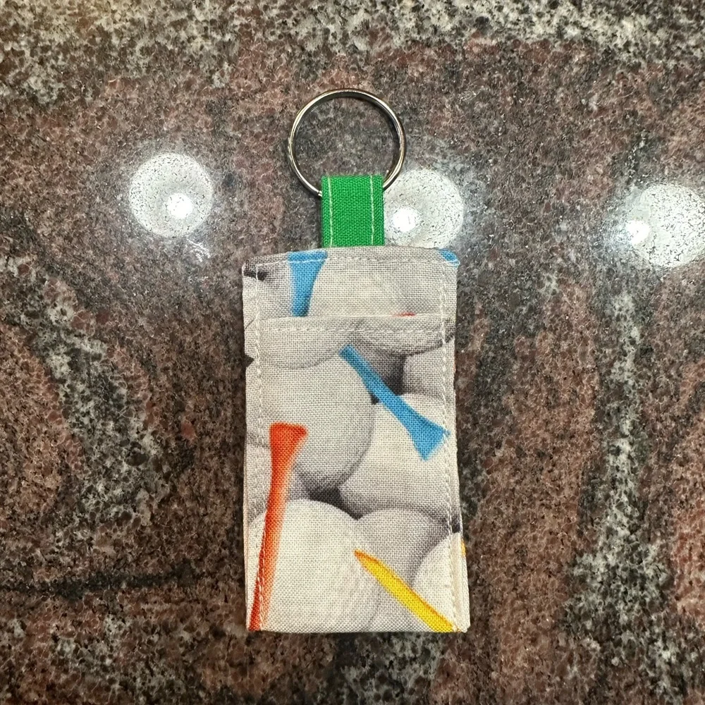 Handmade lip balm holder keychain- golf design